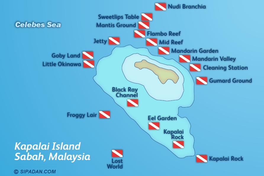 Kapalai Dive Site Map