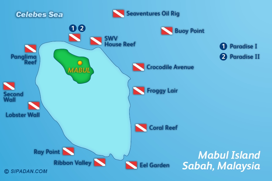 Mabul Dive Site Map
