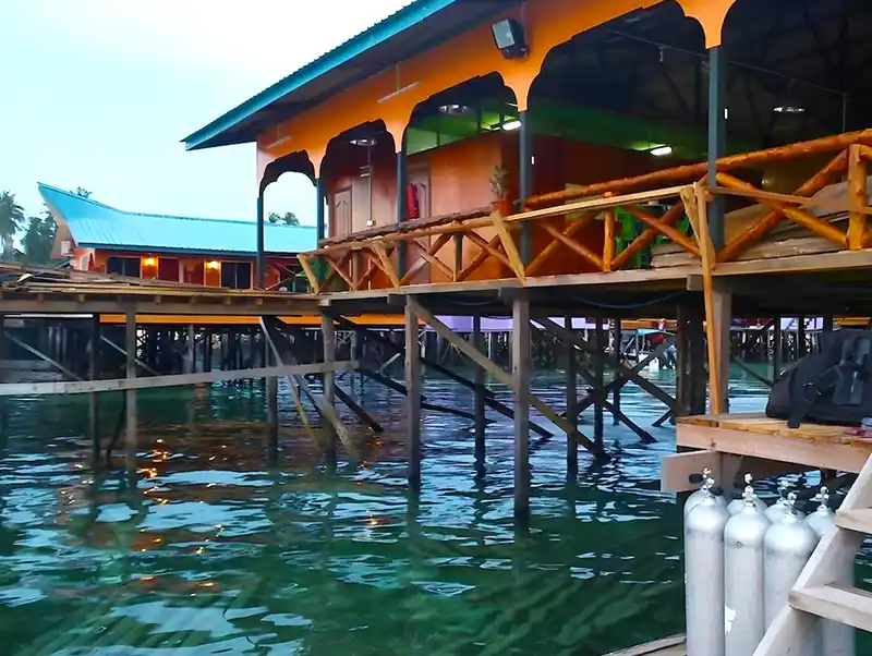 Arung Hayat longhouse in Mabul island Arung Hayat longhouse in Mabul island