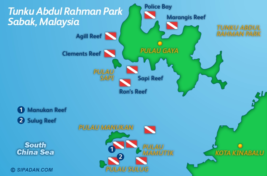Kota Kinabalu Dive Site Map