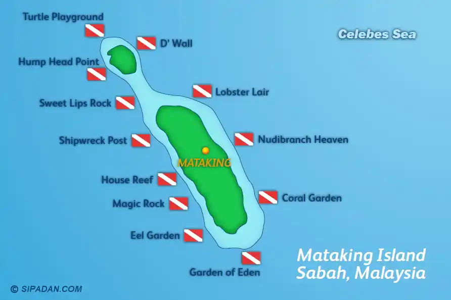 Mataking Dive Site Map
