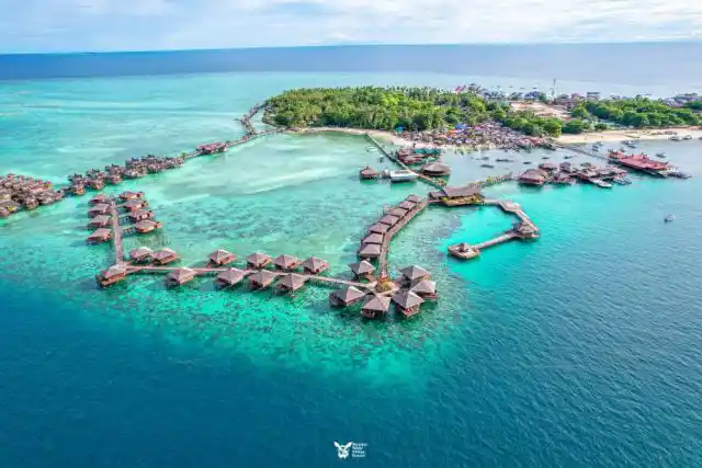 Sipadan Water Village is a luxury Over-the-Water Resort Sipadan Water Village aerial view