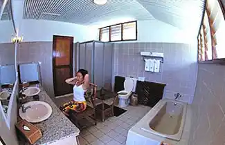 室内私人卫浴包括浴缸和冷热水淋浴